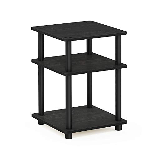 Furinno TURN-N-TUBE Side Table, 3-Tier Square Modern End Table, Open Shelves Nightstand, Night Stand, Bedside Table, Easy Assembly, for Living Room, Bedroom, Blackwood | Easy Assembly, Multipurpose - color: Blackwood, size: 3-Tier With Open Shelves