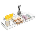 5 PCS Clear Plastic Drawer Organizer Set, 2 Sizes Acrylic Drawer Storage Trays Non Slip Storage Bins for Makeup, Jewelry, Gadgets for Kitchen, Bedroom, Bathroom, Office - style: 5pcs