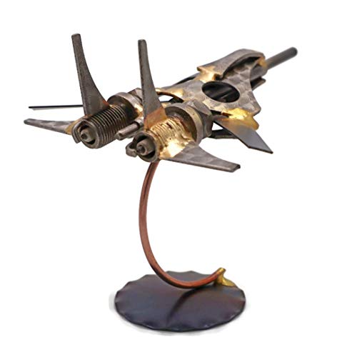 Jet Fighter Collectible Handmade Metal Art Figurine, Desk Accessories, Trophy, Boss Gift, Home Office Décor, Airplane - style: Jet Fighter