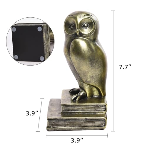Vintage Gold Owl Bookends,Resin Animal Decorative Book Ends for Shelves,Book Holder with Anti-Slip Base,Luxurious Bird Bookends for Kids Rooms Office Home Decor,Unique Book Lover Gift - color: Gold