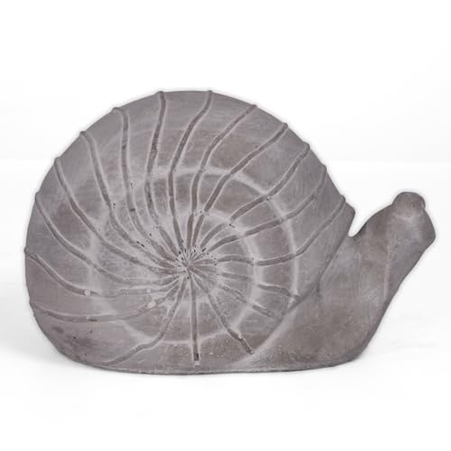Modern Small Ribbed Grass Snail Figurine, Unique Cement Figurines, Handcrafted Decorative Washed Concrete Finish White Sculpture for Home, Garden, Office: 9.25"x5.25"x5.75"H - size: 9.25"x5.25"x5.75"H