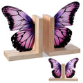 Decorative Butterfly Bookends Wooden Acrylic Butterflys Bookend Modern Bookshelf Decor Accent Book Stopper Decor for Home Farmhouse Shelves Office Lover Gift(Purple Butterfly) - style: Purple Butterfly