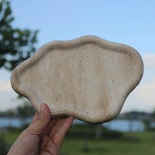 Natural Travertine Tray Cloud Shape, Jewelry Dish Trinket Dish, Key Tray for Women Gift Home Décor - color: Beige Travertine