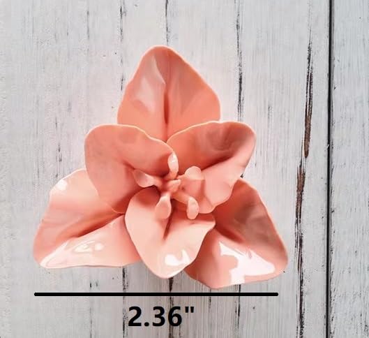 AMERRY 3D Wall Art Hanging Sculpture, Artificial Porcelain Flower Decor for Home Office (Orange Pink, Lily, 2.36") - color: Orange Pink,Lily,2.36"