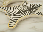 Zebra Stripe Jewelry Tray Ceramic Dishes Plate Gilded 5.9", Gold (Black) - color: Black