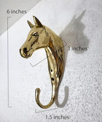 Brass Horse Head Wall Hooks – Set of 6 Sculptural Coat Hooks for Home, Office & Restaurant Decor