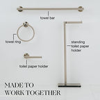 MARMOLUX ACC Free Standing Brushed Nickel Toilet Paper Holder Stand - 4 Jumbo Roll Bathroom Hardware - Standing Toilet Paper Holder - Stainless Steel Toilet Paper Stand - Brushed Steel/Black Marble - color: Steel Brushed/Black Marble