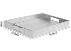HofferRuffer Rectangle Serving Tray with Hole Handles for Coffee Table, Breakfast, Tea, Food, Butler - Countertop, Kitchen, Vanity Serve Tray, 16.2 x 12.2 x 2 inches, Faux Leather (Silver) (Pack of 2) - color: Silver, size: 16.2" x 12.2" x 2" (Pack of 2)
