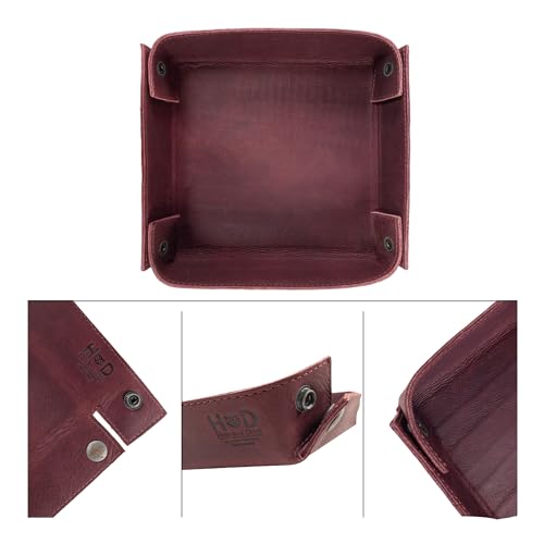 Hide & Drink, Leather Catchall Change Keys Coins Jewels Box Tray Big Storage, Handmade Includes 101 Year Warranty :: Sangria - color: Sangria