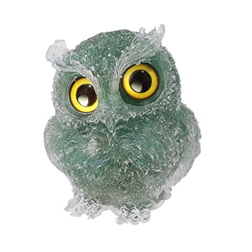 mookaitedecor Green Aventurine Owl Statue Sculpture Stone, Carved Animals Night Owl Figurine Crystal Ornament for Desktop Office Home Decor - color: Green, size: 2.36 inch
