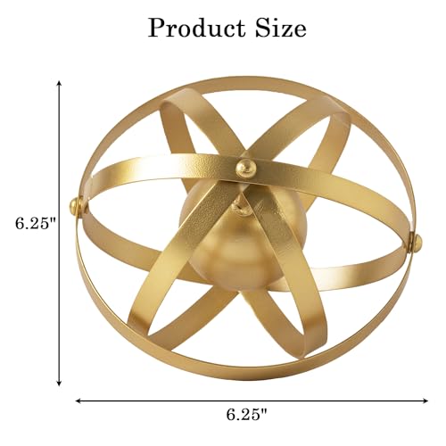 Metal Table Top Decor, 3D Metal Geometric Sculpture, Gold Abstract Sculpture for Home Decor, Table Decorations for Home, Decorative Sphere Art Decor - color: Gold C