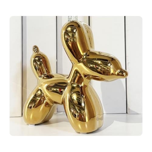Modern Balloon Dog Decorative Sculpture,Ceramic Dog Figurines Statues Contemporary Art Decor for Living Room,Bedroom,Desk,Bookshelf,Shelf,Coffee Table, Fireplace Mantel (Gold) - color: Gold