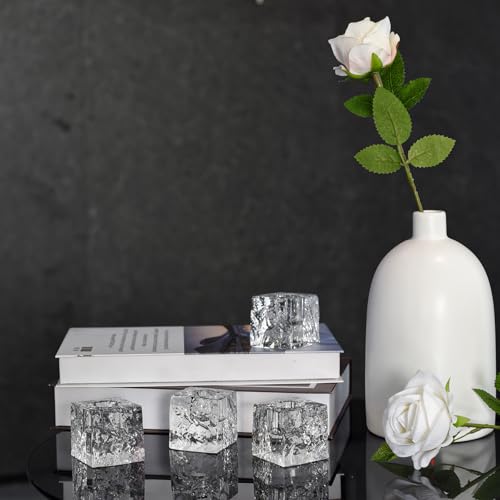Kitcom Crystal Tea Light Candle Holders Pack of 4 for Tabletop Home Decor W1.97'' X H1.77'', Comes with Gift Box