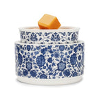 NAFANG Blue & White Porcelain Pattern Wax Melt Warmer,Ceramic 3-in-1 Electric Candle Wax Warmer for Scented Wax Melter Oil Burner for Home Office Bedroom Gift & Decor (with KD Iron Shelf)