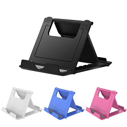 Kemoxan 4 Pack Portable Cell Phone Stand Holder for Desk, Foldable Pocket-Sized Mount, Universal Adjustable Desktop Mobile Phone Kickstand Compatible with iPhone IPads Kindle Android Colorful - color: 4 colorful