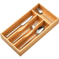 Umilife Bamboo Kitchen Drawer Organizer, 7 Inch Silverware Utensils Tray Holder for Small Drawer, Wood Caddy for Flatware Cutlery Knives - size: 7 x 13 inch (4 Slots)
