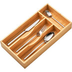 Umilife Bamboo Kitchen Drawer Organizer, 7 Inch Silverware Utensils Tray Holder for Small Drawer, Wood Caddy for Flatware Cutlery Knives - size: 7 x 13 inch (4 Slots)
