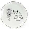 God Is Within Her Jewelry Dish Jewelry Tray, Inspirational Christian Ring Dish, Ceramic Trinket Tray for Women, Bible Verse Jewelry Holder for Rings Earrings Necklace, Christian Gifts for Women - color: God is within her, she will not fall.