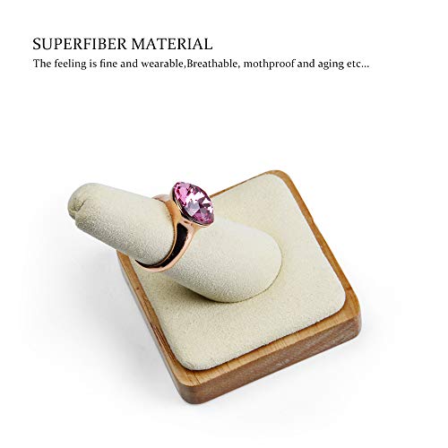 Oirlv Single Finger wooden ring display stand Jewelry Showcase Display Holder (Creamy-white) - color: Creamy-white