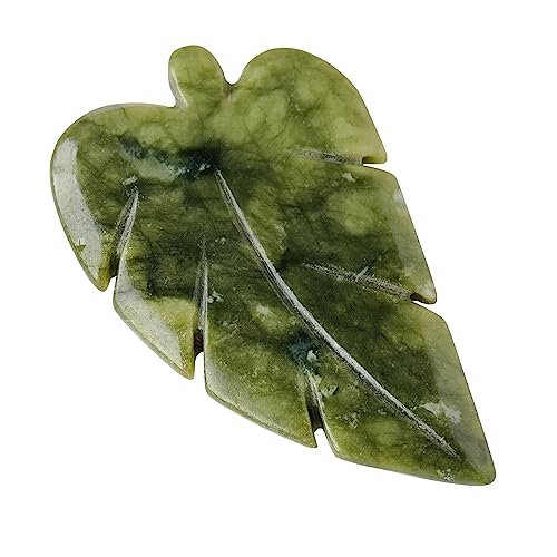 Runyangshi 1PCS Natural Green Jade Stone Hand-Carved Crystal Leaves Sculpture Leaf Shape Crystal Healing Stone Figurines Reiki Gemstone Collection Home Decor Desk Decor - color: 1pcs Green Jade Leaf