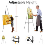 Nicpro Folding Easels for Display, 3 Pack 63 Inch Metal Floor Easel Stand Tripod Black Portable for Artist Poster Wedding with Carry Bag