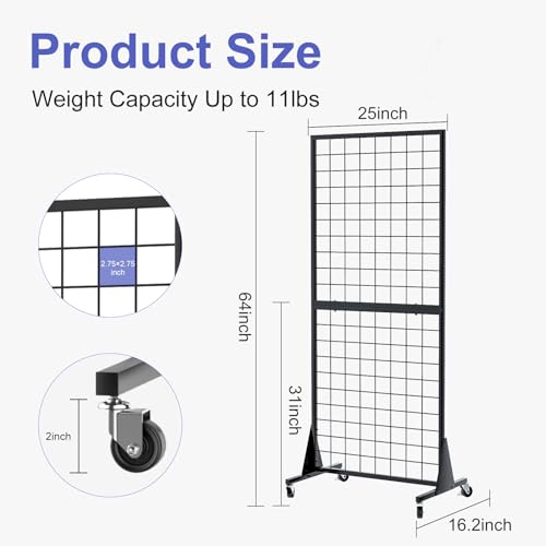 4-Pack 2'x5.5' Ft Gridwall Panel Display Stands Heavy Duty Floor Standing Retail Display Rack with Triangle Base for Retail Art Show With 20 Hooks - size: 4