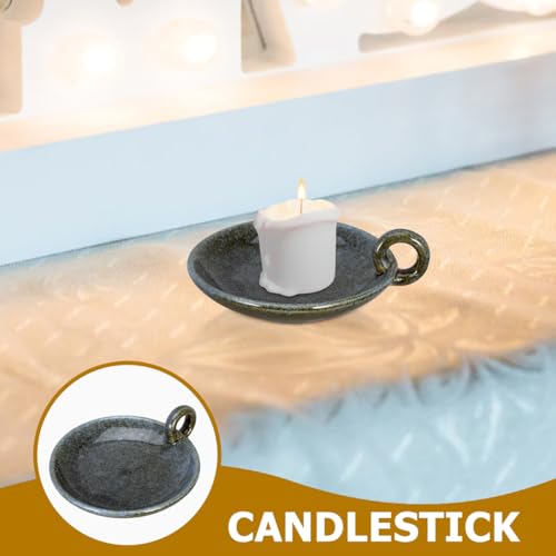 Veemoon Vintage Ceramic Candle Holder Pottery Pillar Candle Tray with Handle Small Aromatherapy Dish Meditation Candlestick Plate Bohemian Table Bowl for Home Spa and Dining Table Centerpiece Decor