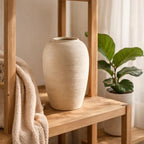 Beige Textured Ceramic Vase (9.8in Tall) - Boho Minimalist Rustic Vase with 3.4in Opening, Neutral Home Decor Vase for Fresh/Dried Flowers, Living Roo - size: 9.8in