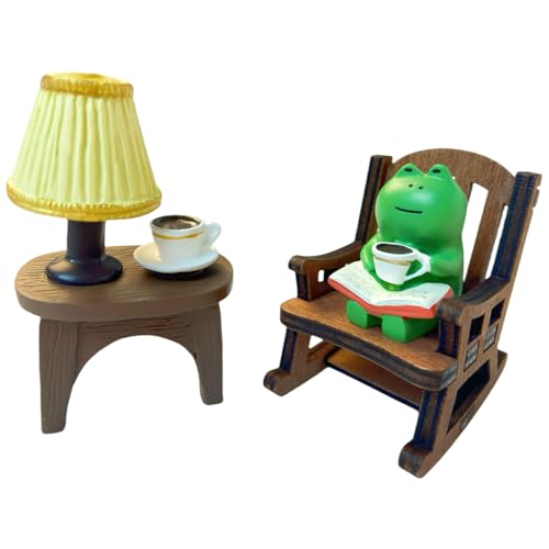 Miniature Frog Figurines Cute Office Desk Decor Mini Frog Shelf Decorations, Funny Accessories for Desk Bookshelf Car Garden