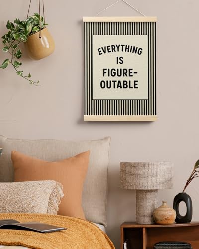 FGFK Everything Is Figureoutable Positive Affirmations Wall Art Poster Hanger Frame, Retro Black Inspirational Canvas Prints Framed Wall Decor for Office Classroom Home Bedroom, 12x16 Inch - color: Retro Black