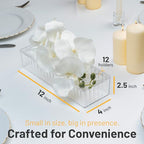 2 Pack Leak-Proof Wave Design Acrylic Long Vases for Centerpieces - 24" Clear Flower Rectangle Vase as Floral Centerpieces for Tables, Long Flower Vase with 12 Holes as Flower Arrangement Holder