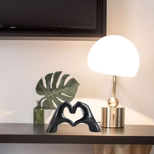 Heart Hands Sculpture Decor, Love Hand Statue Room Decoration, Love Finger Sculpture for Shelf Coffee Table Office Bedroom Bookshelf Small Ornament Home Decoration (White) - color: White