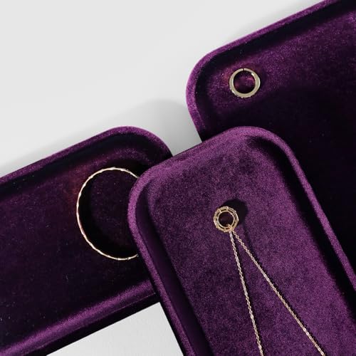 Resilient Velvet Jewelry Display Tray for Ring Earrings Bracelet Necklace, Flat Jewellery Dish for Showcase Store Retail Counter Exhibition Photography Livestream (Purple, Medium) - color: Purple, size: Medium