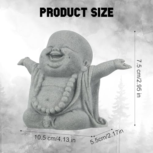 Landical Buddha Sandstone Statues, Zen Monk Praying Statue Sculptures Ornament for Wealth Good Luck Feng Shui Decor Home Office Car Decoration(Laughing Buddha) - style: Laughing Buddha