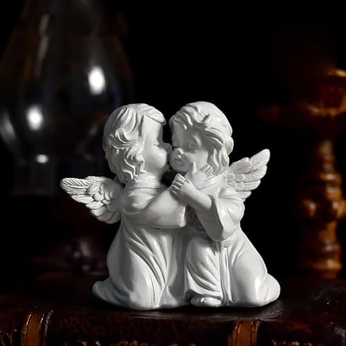 OwMell Little Angel Statue Figurine, Resin Cherub Statue Sleeping Angle Sculpture, Remembrance Healing Sympathy Gift for Memorial, Shelf Home Living Room Desktop Office Decoration - Hugging Angels - color: Hugging Angels