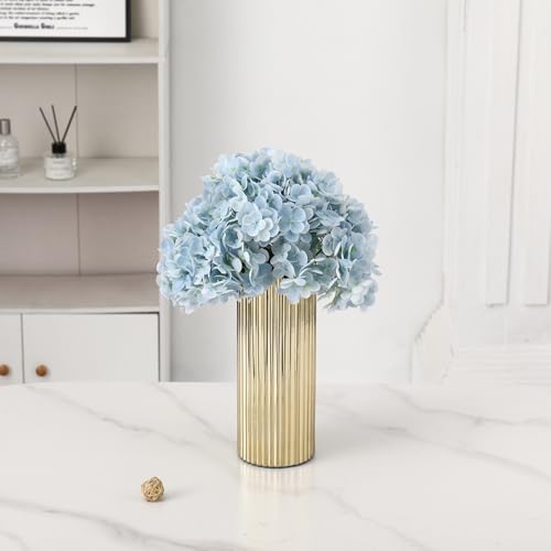Gold Vase, Ribbed Glass Vase for Flowers, Modern Flower Vases for Tulips, Tall Fluted Vases for Living Room, Dining Table, Office, Wedding, Bookshelf, 11 Inches - color: Gold, size: 12''