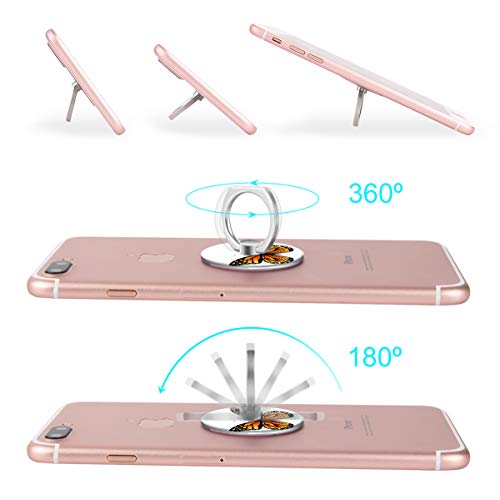 Bonoma Finger Ring Stand, 3 Pack Butterfly 360 Degree Rotation Phone Ring Stand Grip Holder Compatible with Smartphones and Tablets - color: Butterfly