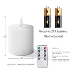 Homemory White Flameless Candles Battery Operated with Remote Timer, 3x3 Real Wax LED Pillar Candle for Home Fireplace Bedroom Living Room Party, Set of 2 - color: D3"xH3"3"-White