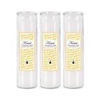 KONNI 2x8 Inch White Pillar Candles in Glass Set of 3, Devotional Prayer Candle, Unscented Religious Candles, 105 Hours Emergency Long Burning, Ideal for Memorials, Vigil, Blessing - color: White