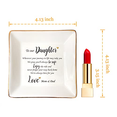HOME SMILE Engagement Wedding Gifts for Daughter From Parents,Daughter Ringt Dish Jewelry Tray-Birthday,Valentine Christmas Gifts for Daughter From Mom and Dad - style: Daughter Gifts From Parents