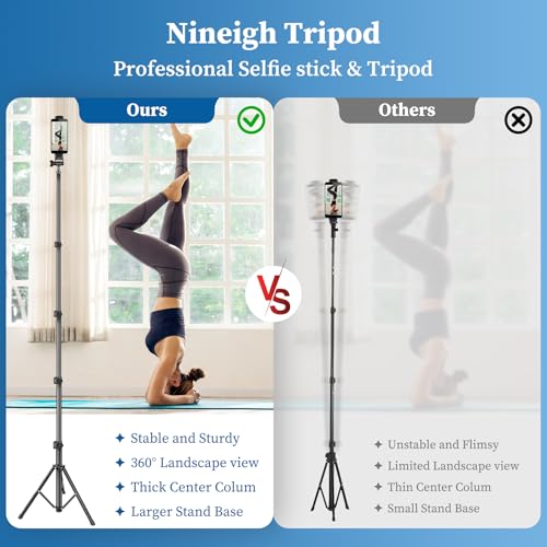 Nineigh Phone Tripod, 70" Selfie Stick Tripod Stand Cell Phone Tripods with Remote Phone Holder Carry Bag, Aluminum Alloy Selfie Stick Tripods, Compatible with iPhone Samsung GoPro Smartphone - size: 70 Inch