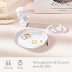 ProCase Ceramic Jewelry Tray, Initial Ring Dish Trinket Plate Engagement Gift, Small Personalized Monogram Ring Bowl for Wedding, White Decorative Jewelry Holder for Women Vanity -Letter G - style: G