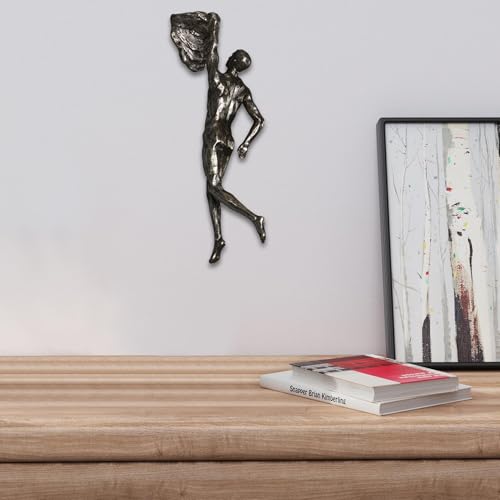 Climbing Man Wall Sculpture – Resin Decor Figure, Modern Art Accent, Black Home Ornament | Unique 3D Hanging Statue Piece, Artistic Abstract Wall Decoration Setup Living Room Bedroom Workplace Design - size: handed rock climbing, style: Silver
