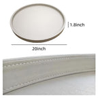 20 x 20 inches High-end Luxury Leather Round Oversized Service Tray, Ottoman & Coffee Tray for Family Dinner, Out-of-House Picnic, Party Essential (20 inch Beige) - color: 20 Inch Beige