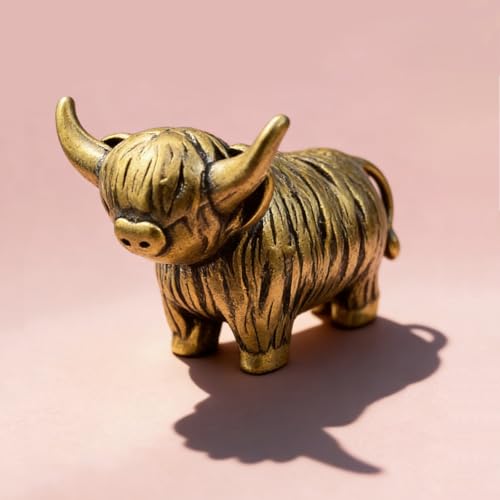 Vintage Mini Yak Brass Figurine Cute 3D Aminal Statues for Home Office Table Desk Mantle Decor Tea Pet Decoration Funny Gifts for Women Men Friend (HTBJ3612) - color: Fdjlcs3612