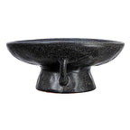 Creative Co-Op Stoneware Bowl with Handle and Base, Black Reactive Glaze - color: Black, size: 8.0" Round x 3.75" Tall