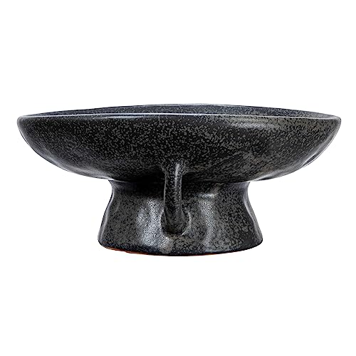 Creative Co-Op Stoneware Bowl with Handle and Base, Black Reactive Glaze - color: Black, size: 8.0" Round x 3.75" Tall