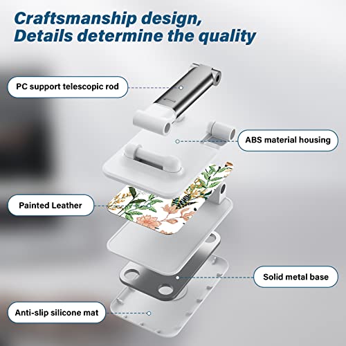 FlexiView Desk Cell Phone Stand - Adjustable Angle-iPad Holder, Universal Compatible Phone Holder for Desk - color: White Flowers