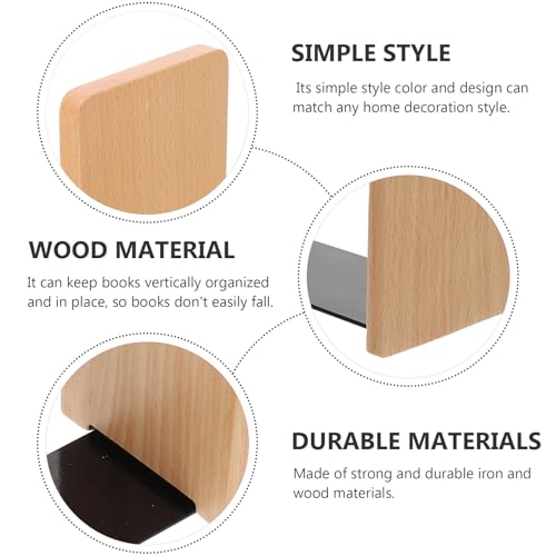 jojofuny Wooden Bookend Simple Small Book Stand 13x8cm Beech Wood Thickened Book Stopper for Desk Shelf Office Bookshelf Accessories