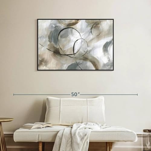 ElephantStock Allegro Wall Art - Horizontal Framed Canvas - 1-Piece Living Room Wall Decor - Painting Abstract Canvas Print - Gray and Brown Decor for Wall by Nan - 37" X 25" - color: Allegro Wall Art Canvas Floating Frame Single Piece, size: 36"L x 24"W